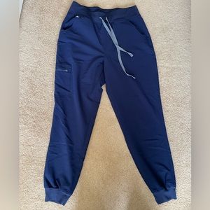 High Waisted Zamora™ Jogger Scrub Pants. Size: medium. Color: navy.